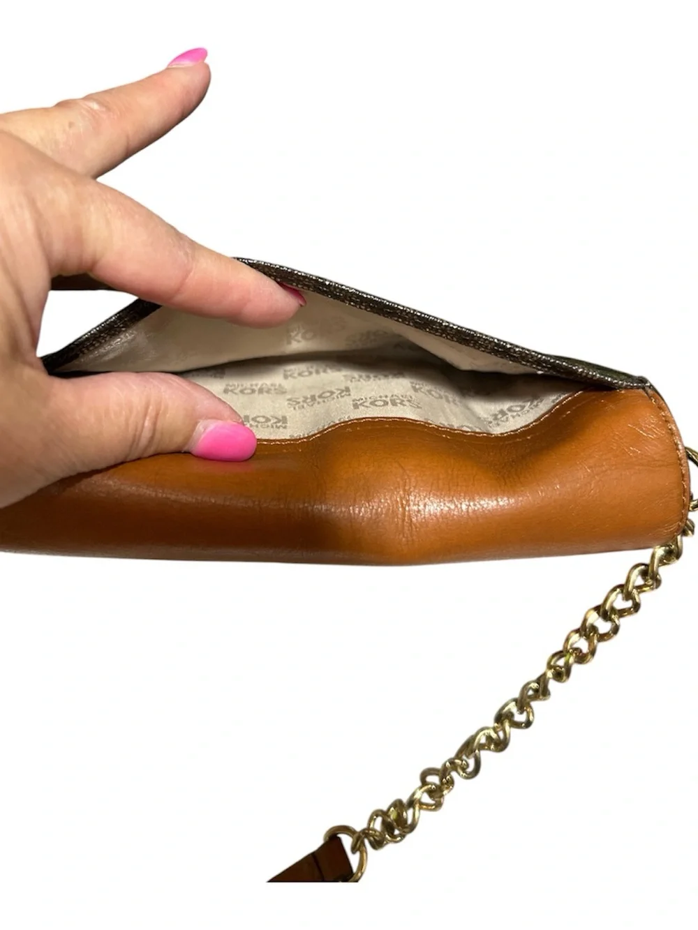 Michael Kors Tan and Brown Logo-Accent Crossbody